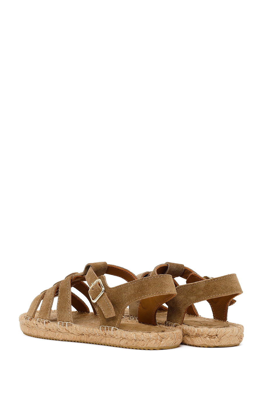 Woman Tan Ankle-Buckle Suede Espadrilles Sandal