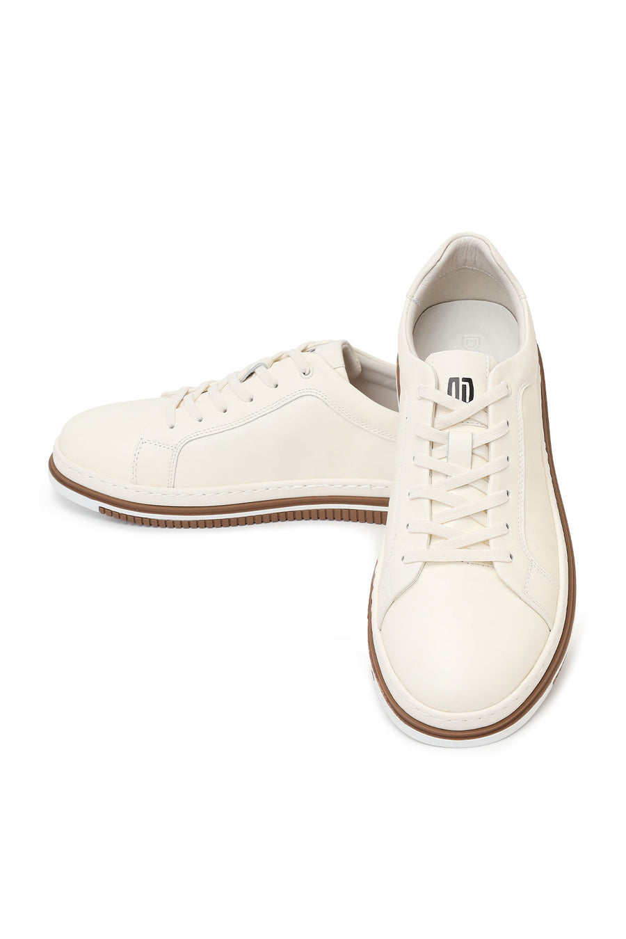 Male White Lace-up Leather Sneaker