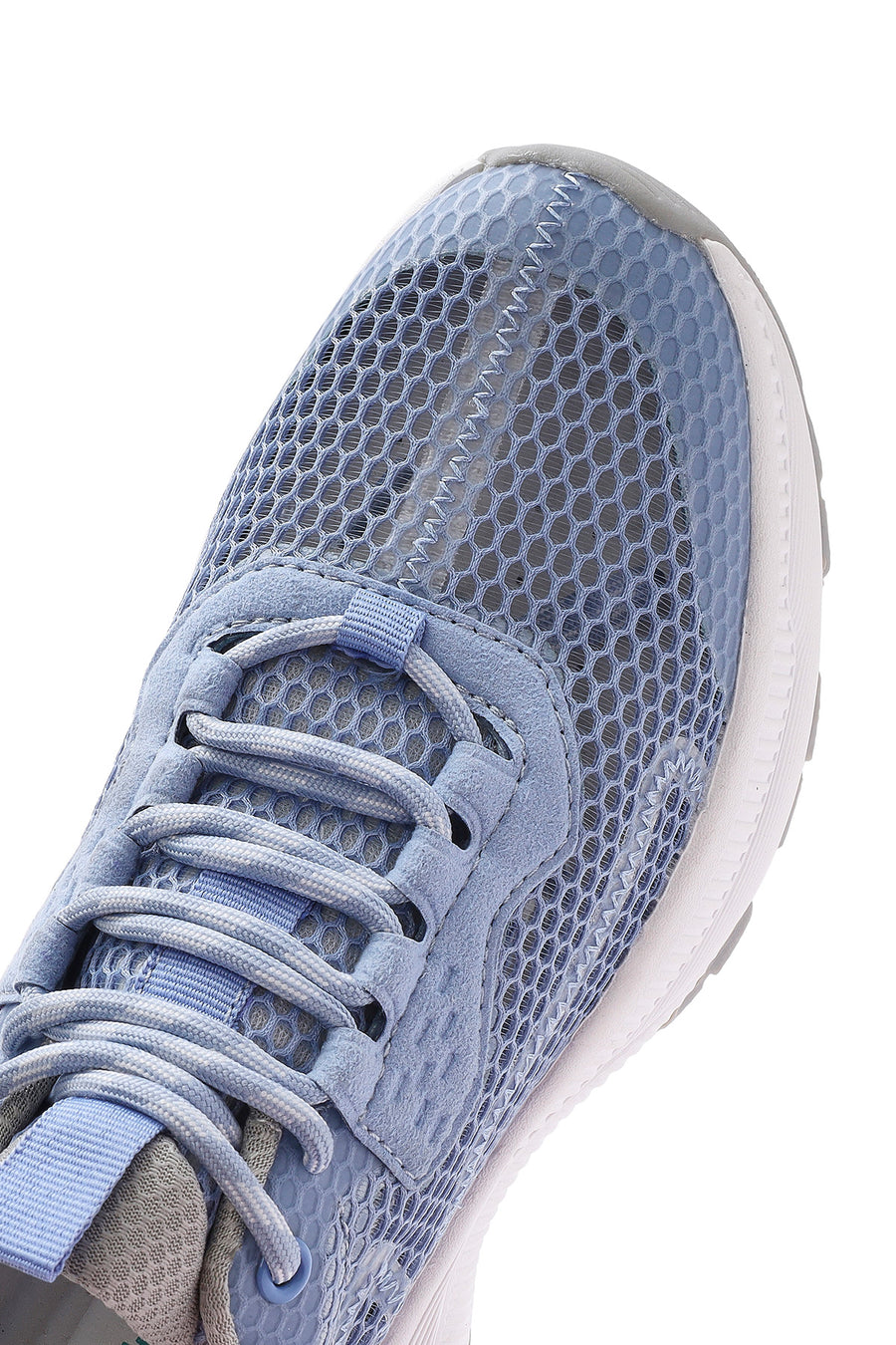 Kadın Mavi Bağcıklı Kalın Tabanlı Kumaş Sneaker