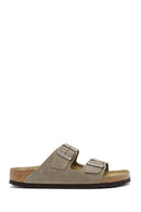 Birkenstock Men's Brown Arizona Double Buckle Leather Slippers | Derimod