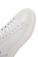 Men's White Lace-up Thick-Sole Leather Sneaker | Derimod