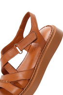 Women's Tan Leather Comfort Sandals | Derimod