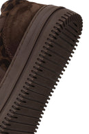 Woman Brown Lace-Up Chunky-Sole Patterned Leather Sneaker | Derimod