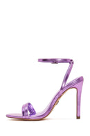 Women's Lilac Metallic Thin Heel Sandals | Derimod