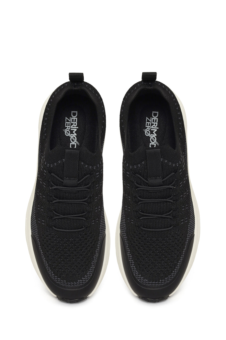 Derimod Zero Woman Black Thick-Soled Lace-Up Fabric Sneakers