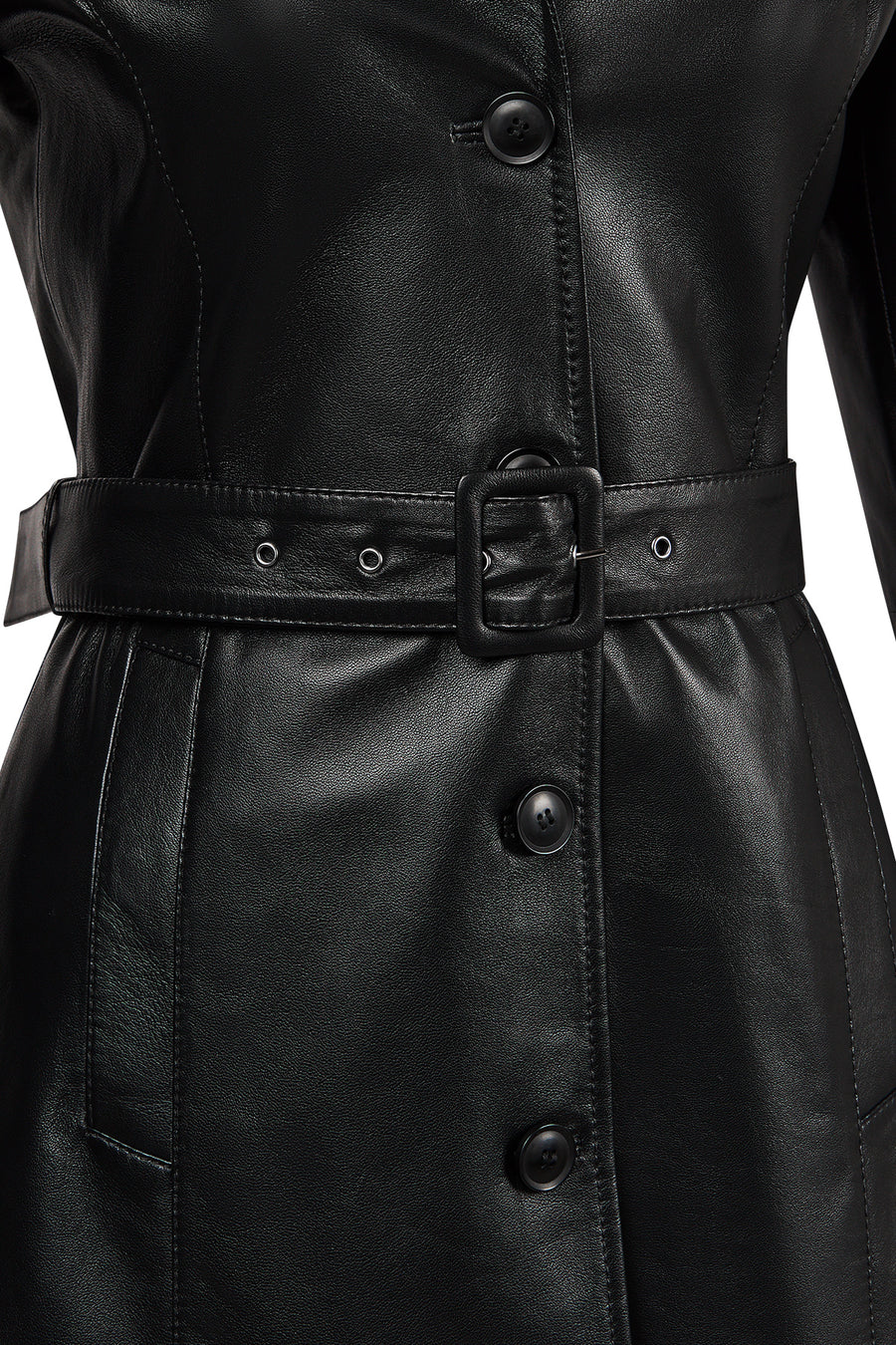 Lilian Woman Black Long Leather Coat