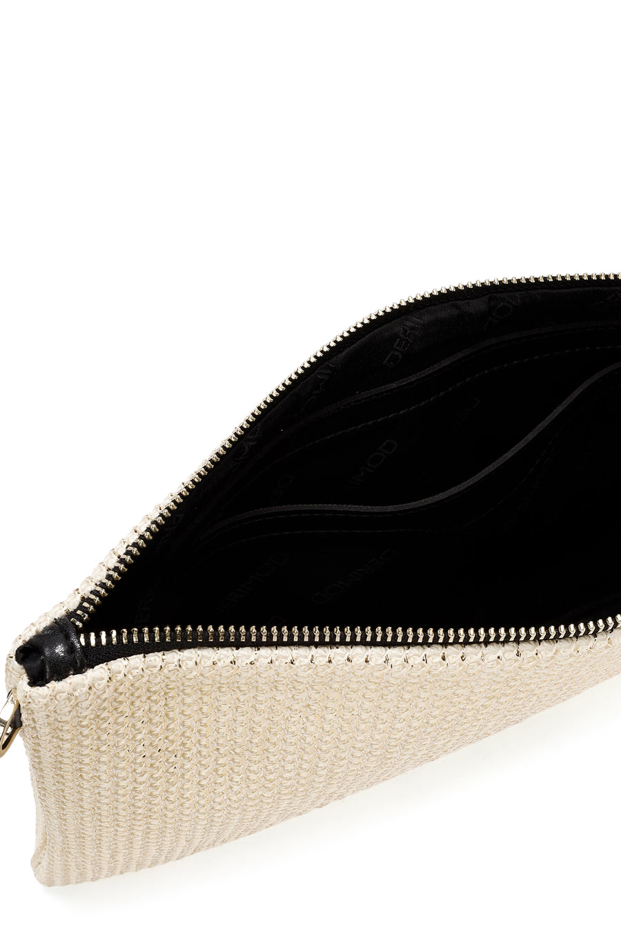 Women's Gold Long Chain Strap Straw Clutch Bag