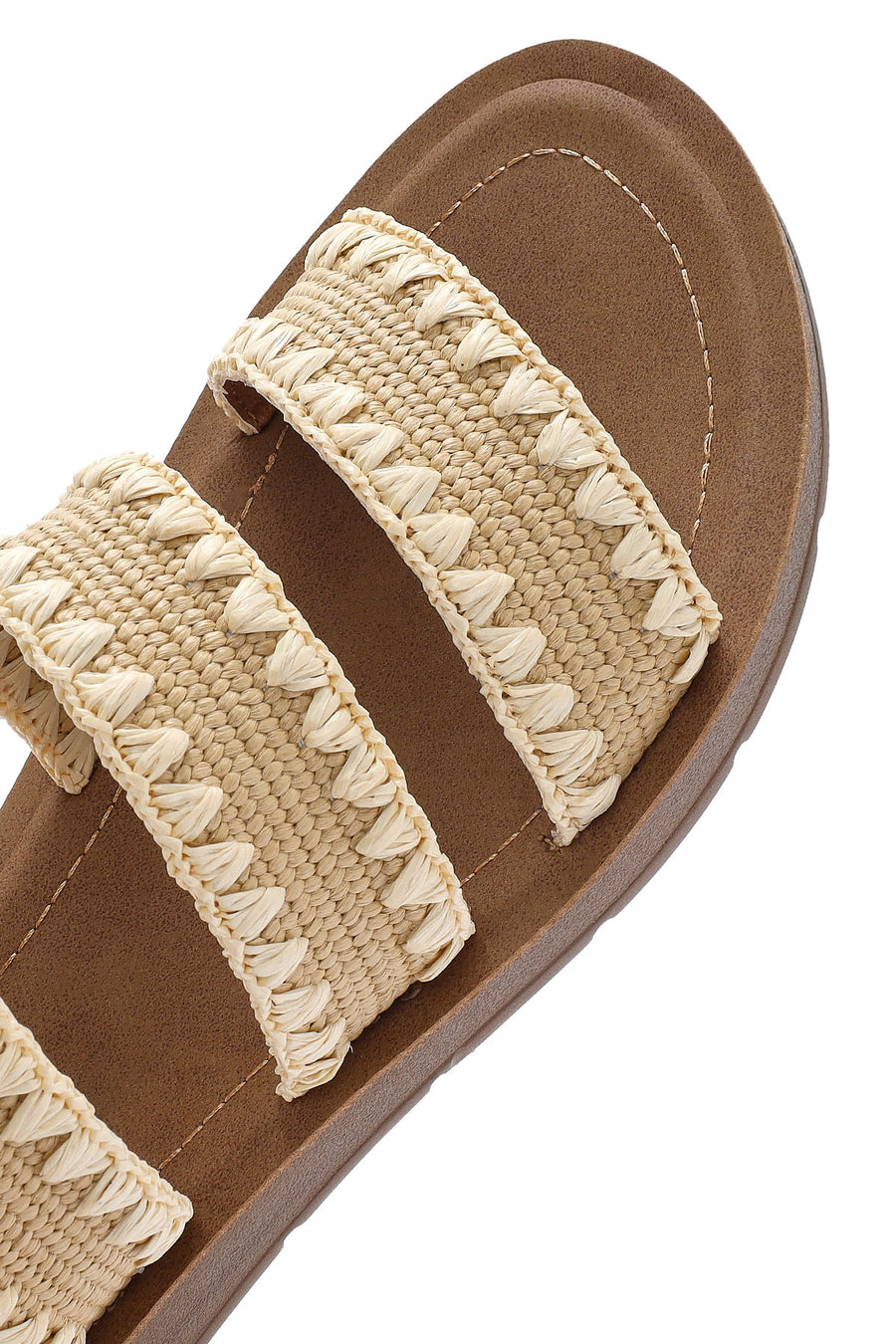 Women's Beige Straw Slippers