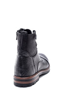 Men's Black Leather Zippered Boots | Derimod