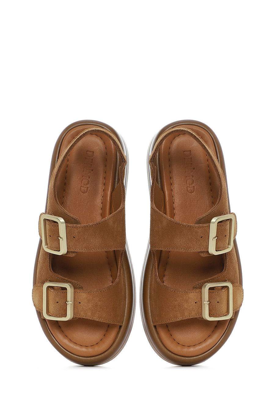 Women's Mink Back Buckle Thick Soled Suede Leather Sandals