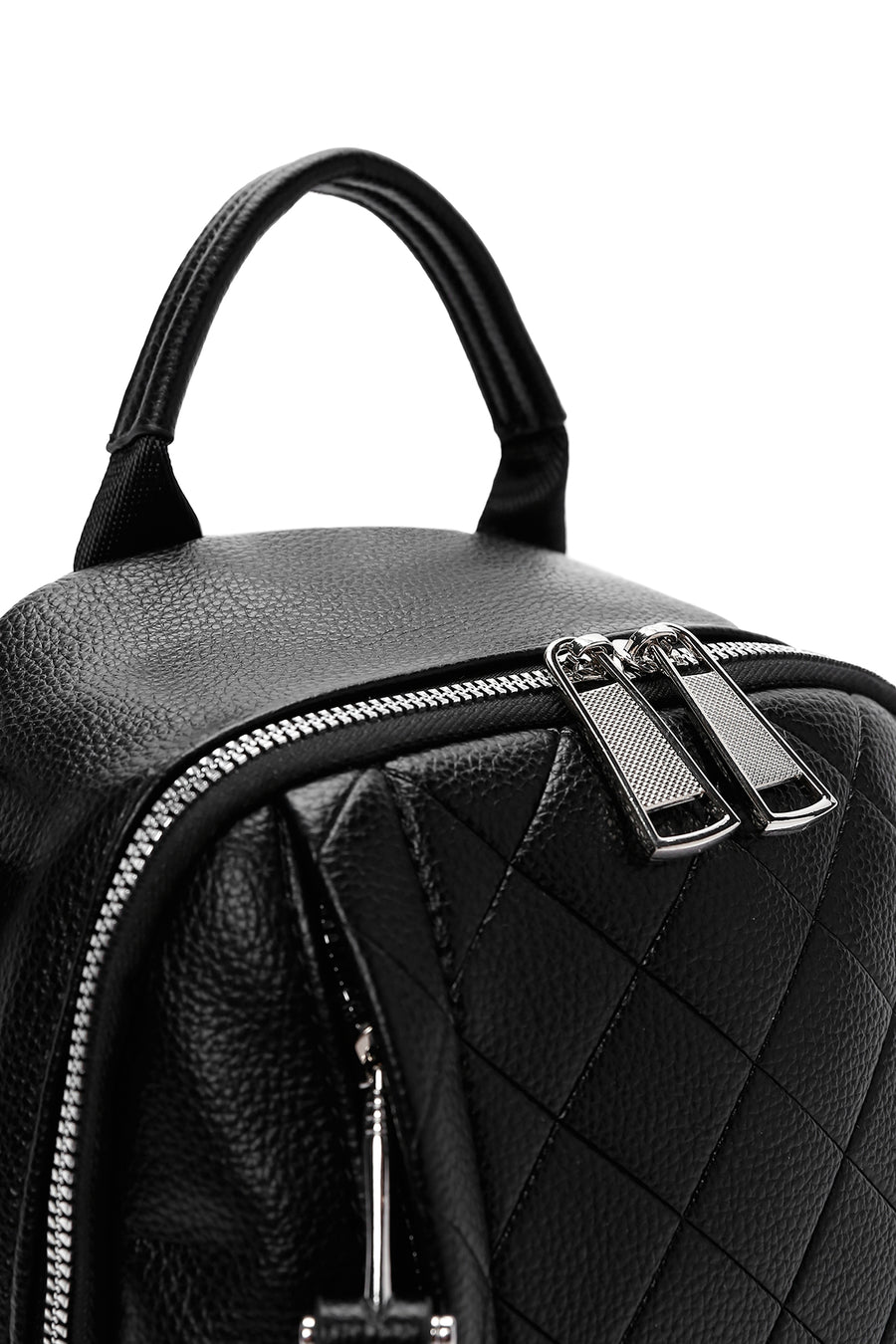 Women's Black Strap Quilted Backpack