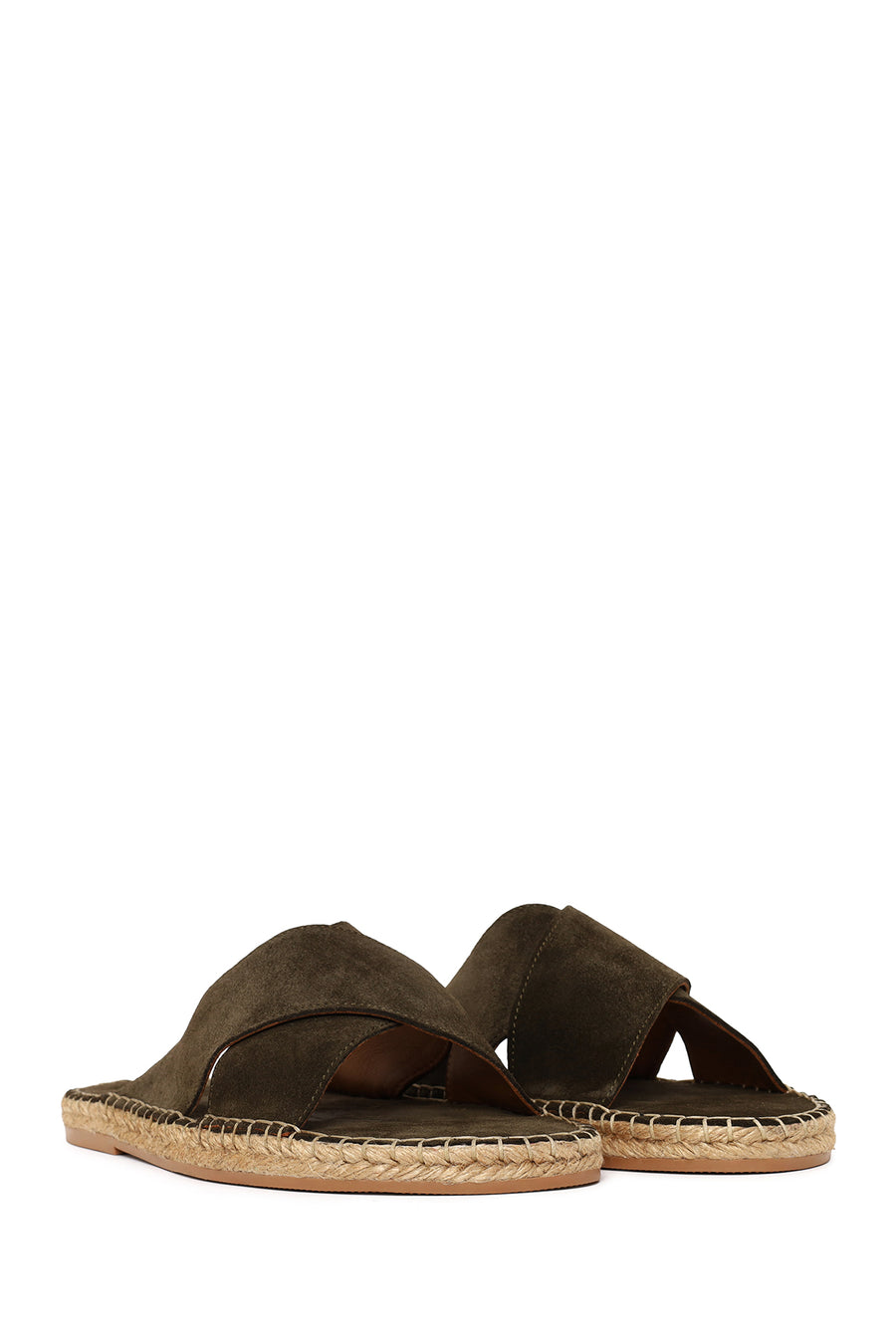 Men's Khaki Suede Leather Slippers