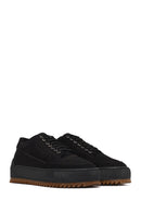Male Black Lace-Up Thick-Soled Nubuck Leather Sneaker | Derimod