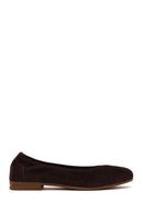 Woman Brown Suede Leather Ballet Flat | Derimod