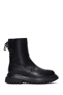 Women's Black Zippered Thick-Sole Leather Boots | Derimod