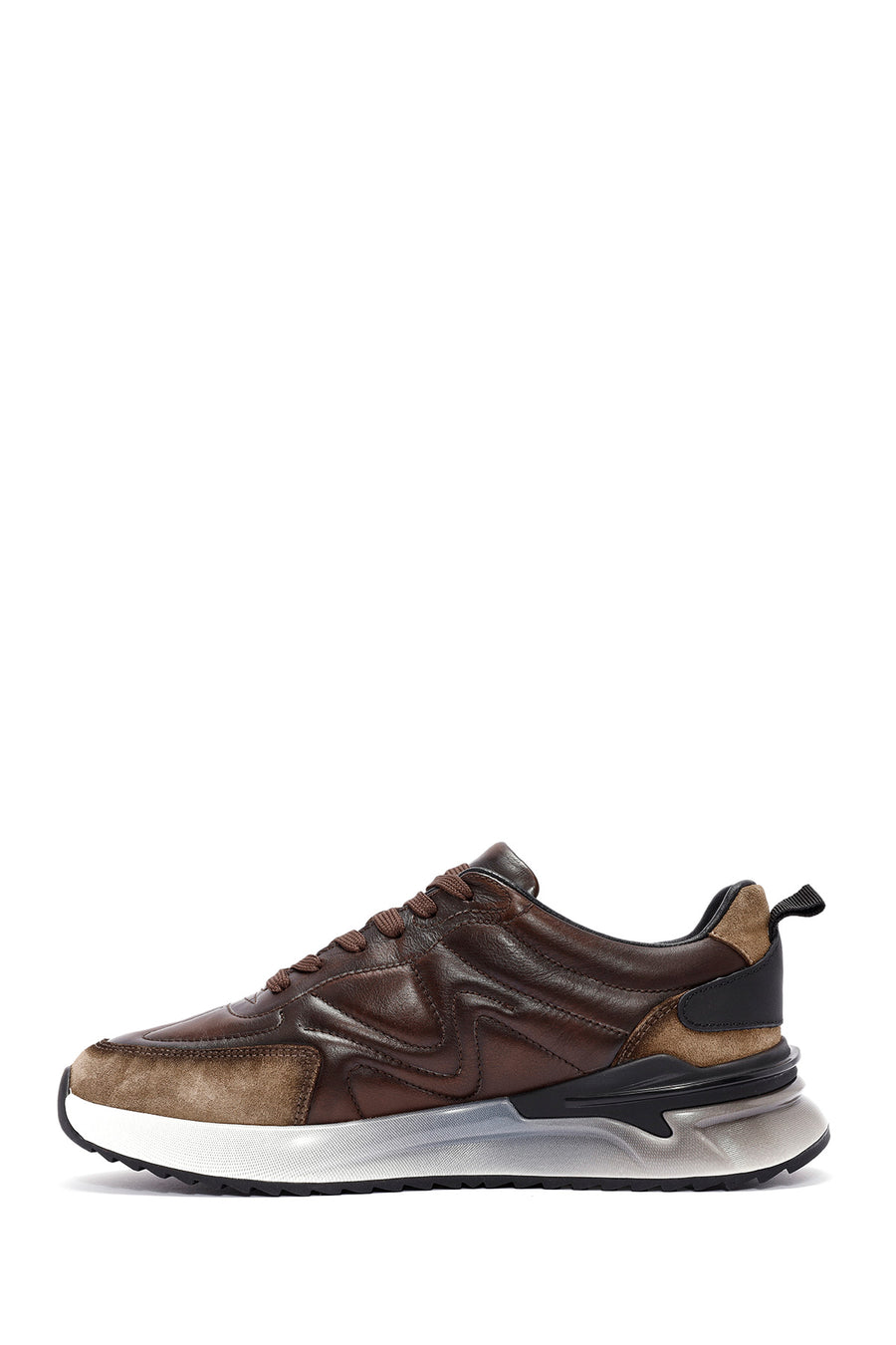Men's Brown Lace-Up Leather Sneaker