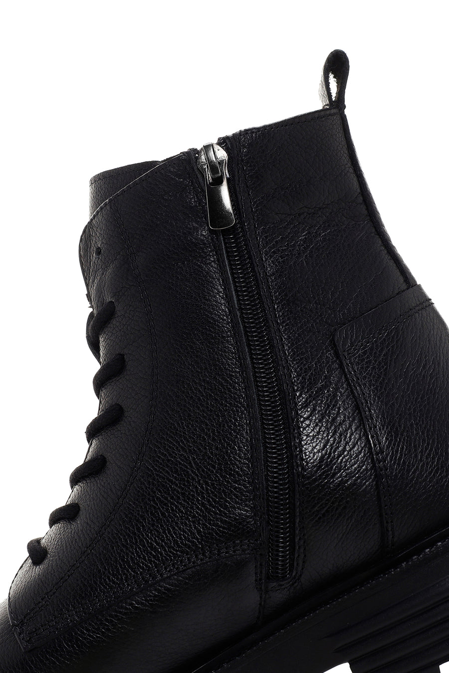 Men's Black Zippered Casual Leather Boots