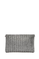 Women's Anthracite Long Chain Strap Straw Clutch Bag | Derimod