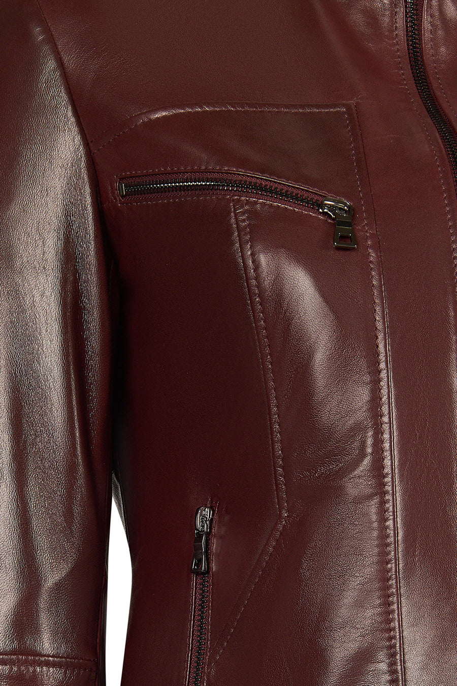 Pam Woman Burgundy Short Leather Jacket