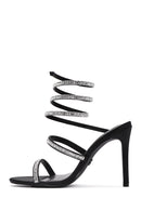 Women's Black Ankle Strap Thin Heel Stone Sandals | Derimod