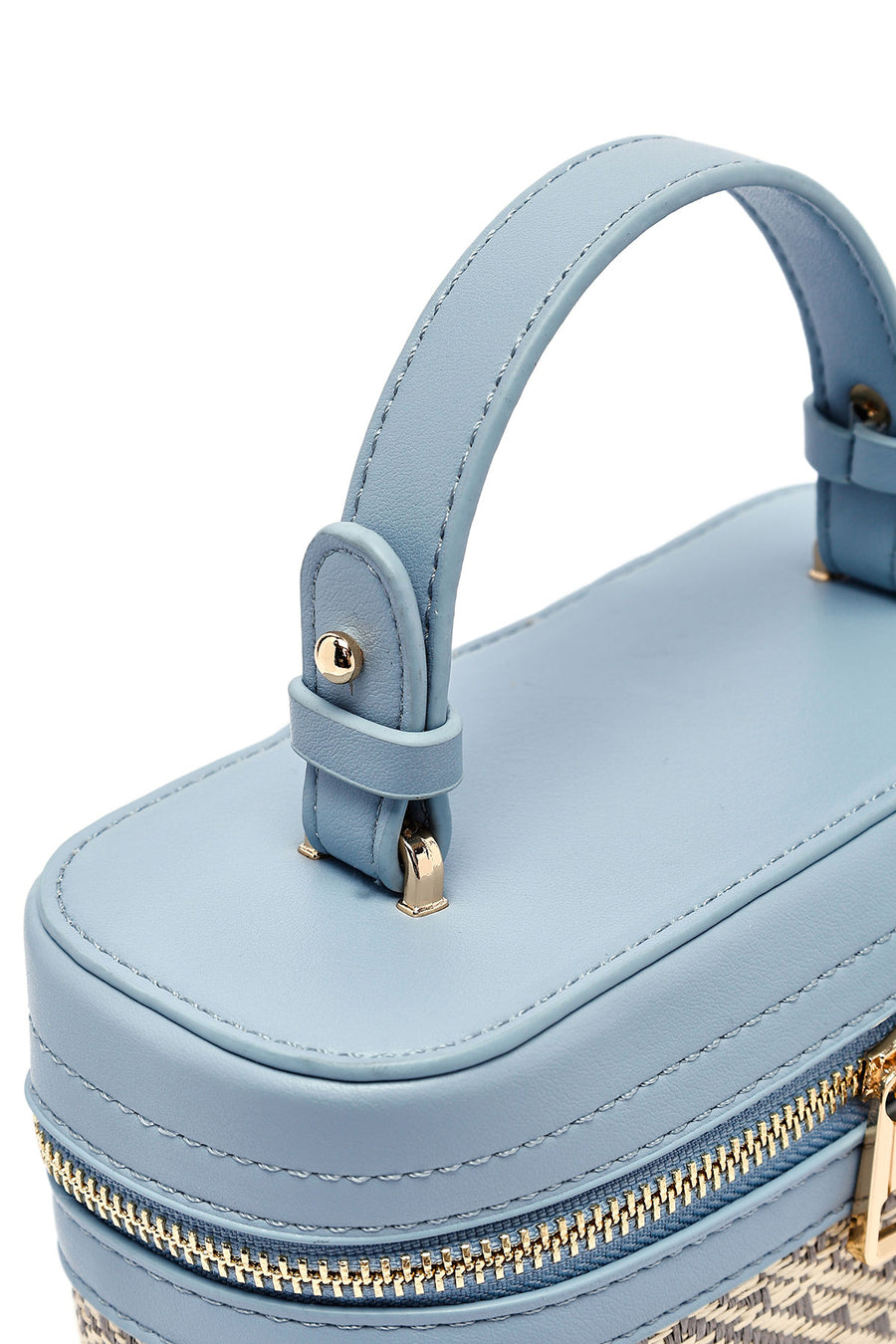 Women's Blue Long Strap Patterned Mini Box Crossbody Bag