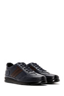 Men's Navy Blue Leather Casual Sneaker | Derimod