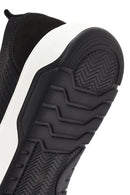 Erkek Siyah Deri Detaylı Bağcıklı Kumaş Sneaker | Derimod
