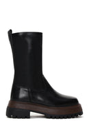 Women's Black Zippered Leather Boots | Derimod