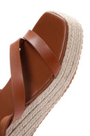 Women's Tan Thick Soled Straw Sandals | Derimod