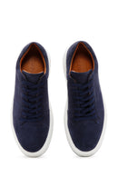 Men's Navy Blue Suede Leather Thick Soled Sneaker | Derimod