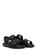 Men's Black Nubuck Leather Sandals | Derimod