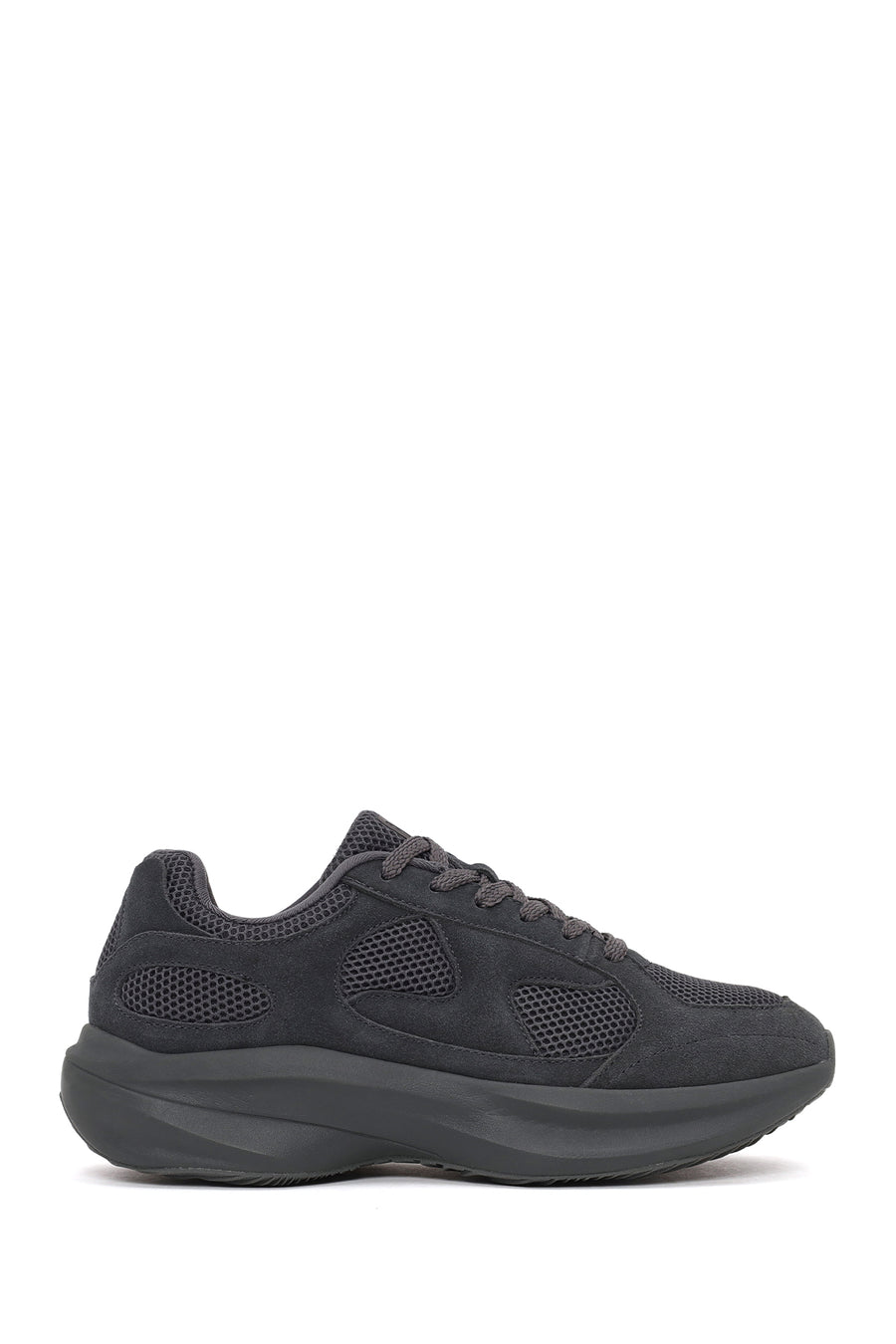 Erkek Gri Bağcıklı Kalın Tabanlı Kumaş Sneaker WM68006665 | Derimod