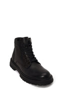 Male Black Lace-up Zip Closure Leather Boots | Derimod
