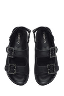 Women's Black Stone Buckle Sandals | Derimod