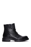 Men's Black Leather Zippered Casual Boots | Derimod