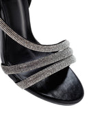 Women's Black Ankle Strap Stone Heeled Sandals | Derimod