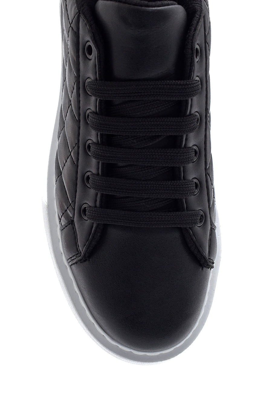 Women's Black Quilted Thick Sole Quilted Sneaker