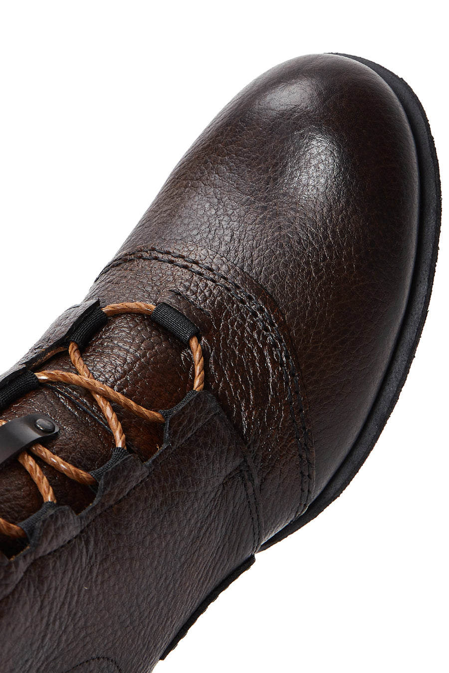 Men's Brown Leather Flat Boots
