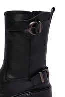Woman Siyah Leather Biker Bot | Derimod