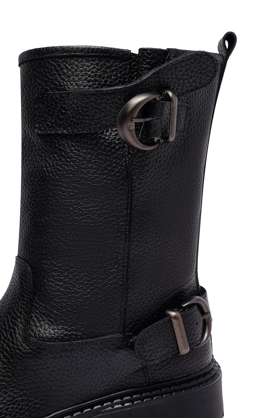 Woman Siyah Leather Biker Bot