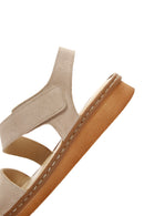 Women's Beige Strappy Suede Leather Sandals | Derimod