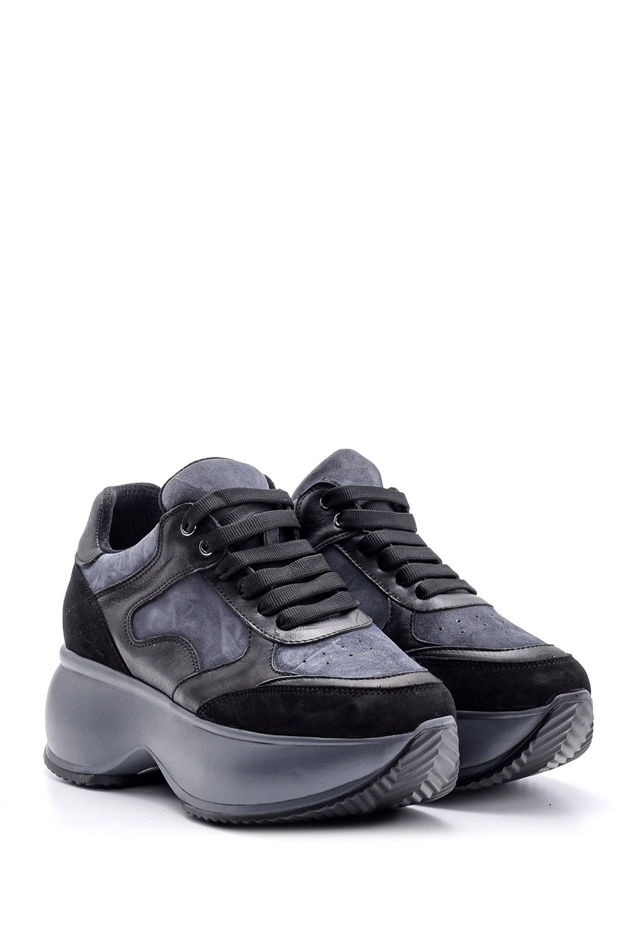 Women's High-Sole Leather Sneaker