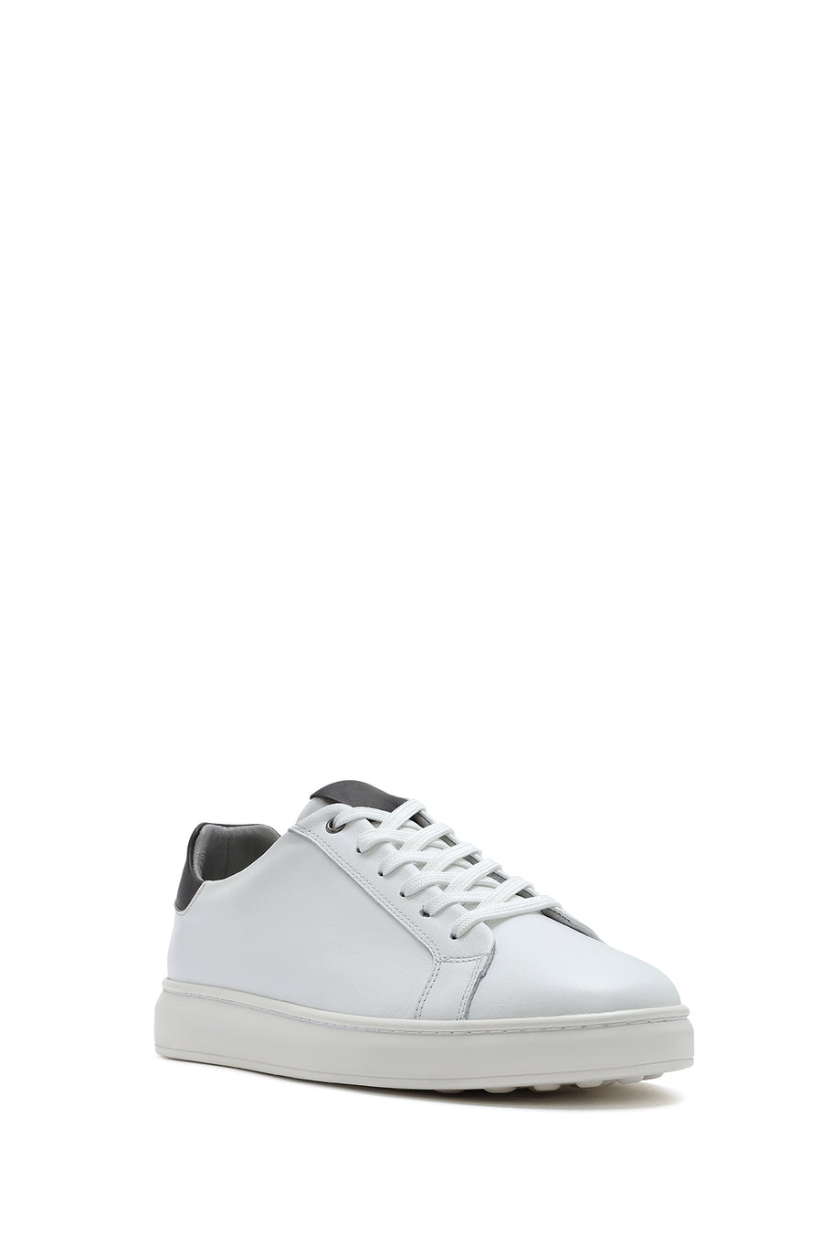 Men's White Lace-up Leather Sneaker