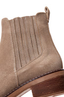 Women's Beige Suede Leather Chelsea Boots | Derimod