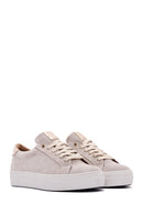 Women's Beige Suede Leather Thick Soled Sneaker | Derimod