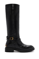 Women's Black Buckle Detailed Leather Boots | Derimod