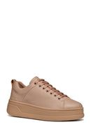 Geox Women's Cream Spherica Ecub-2 Lace-Up Leather Sneaker | Derimod