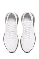 Men's White Lace-up Thick-Sole Leather Sneaker | Derimod