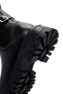 Women's Black Zippered Buckle Detailed Leather Boots | Derimod