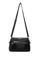 Women's Black Long Strap Patterned Crossbody Bag | Derimod